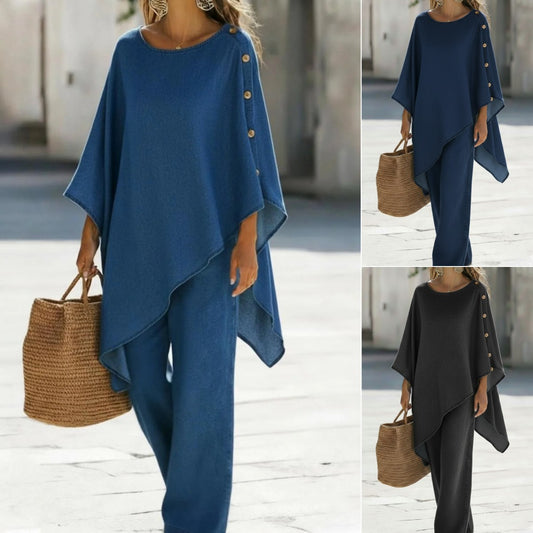 Womens Solid Loose Top & Pants Set