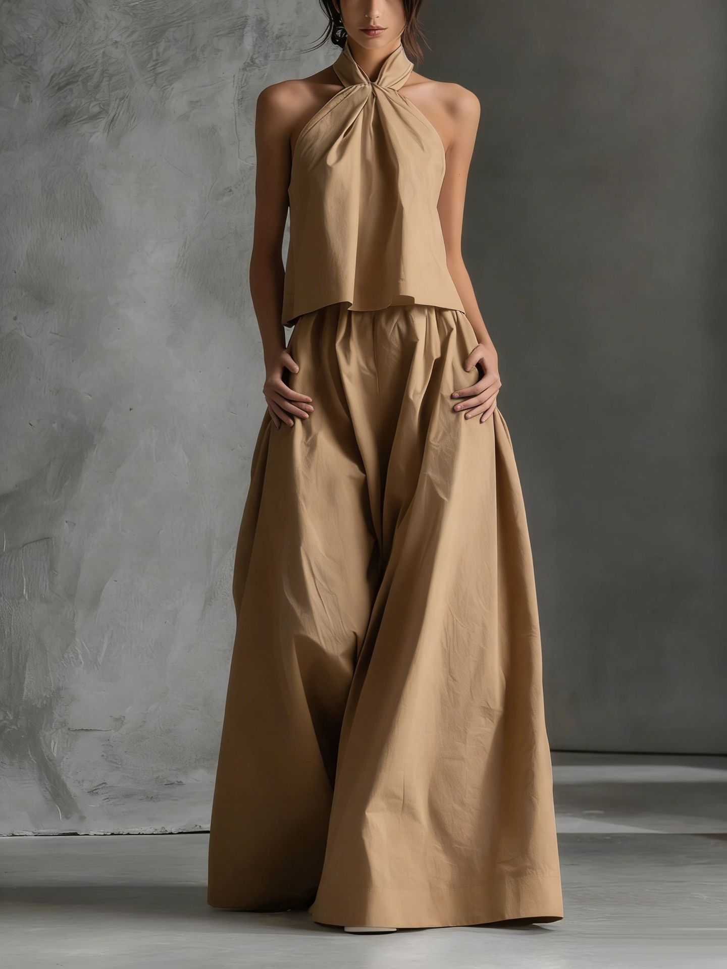 Womens Loose Sleeveless Top & Wide-Leg Pants Set