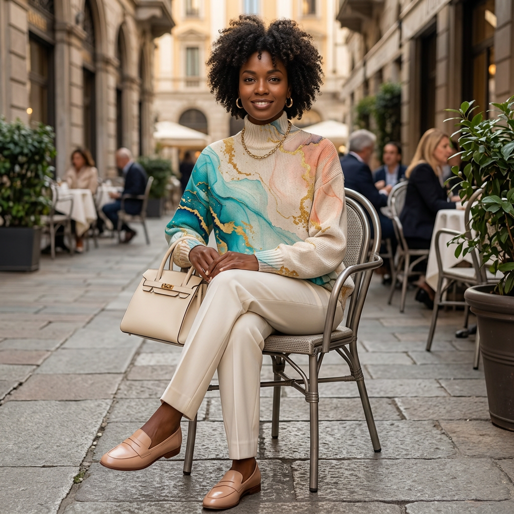 Milan sweater café look
