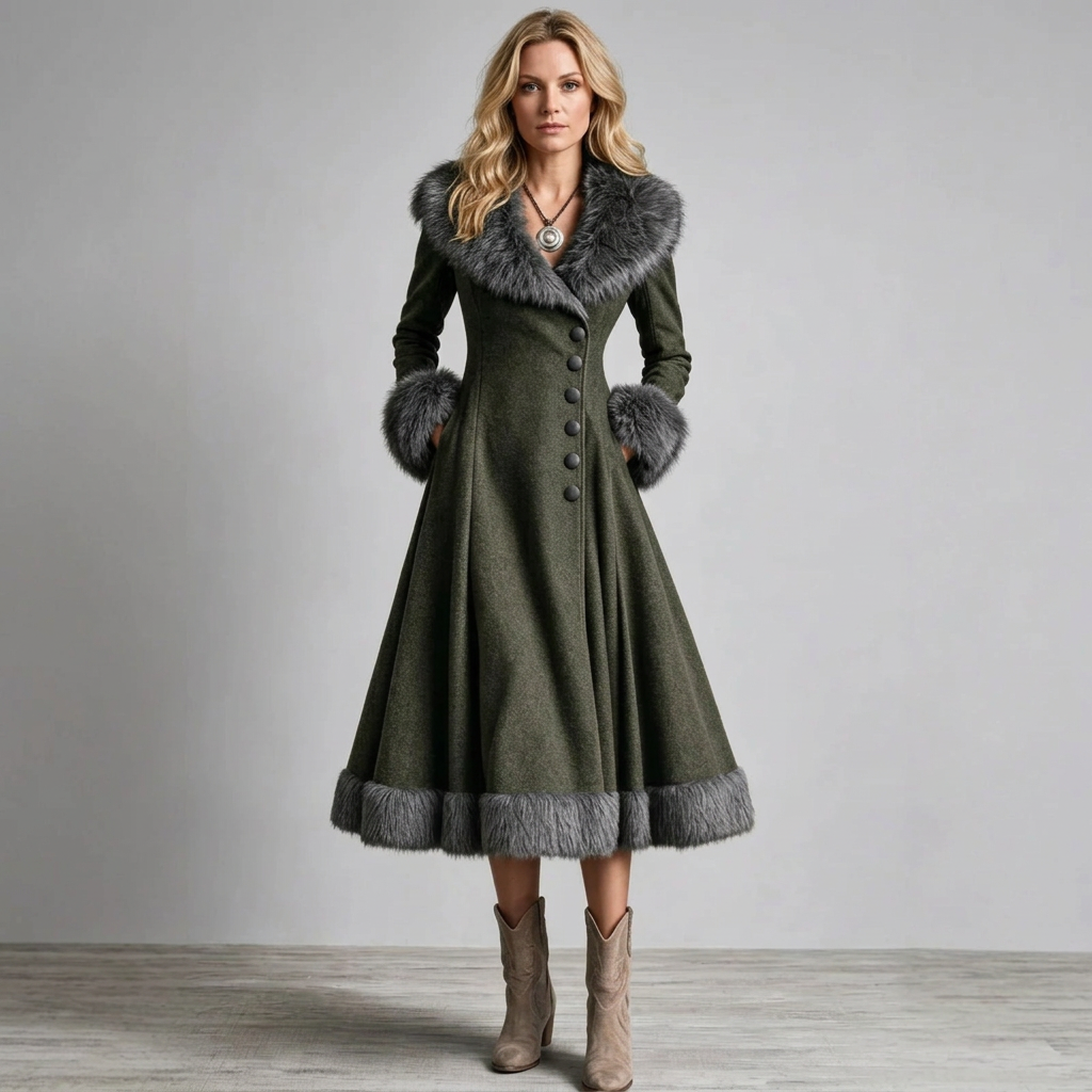Original olive coat with a different adult model